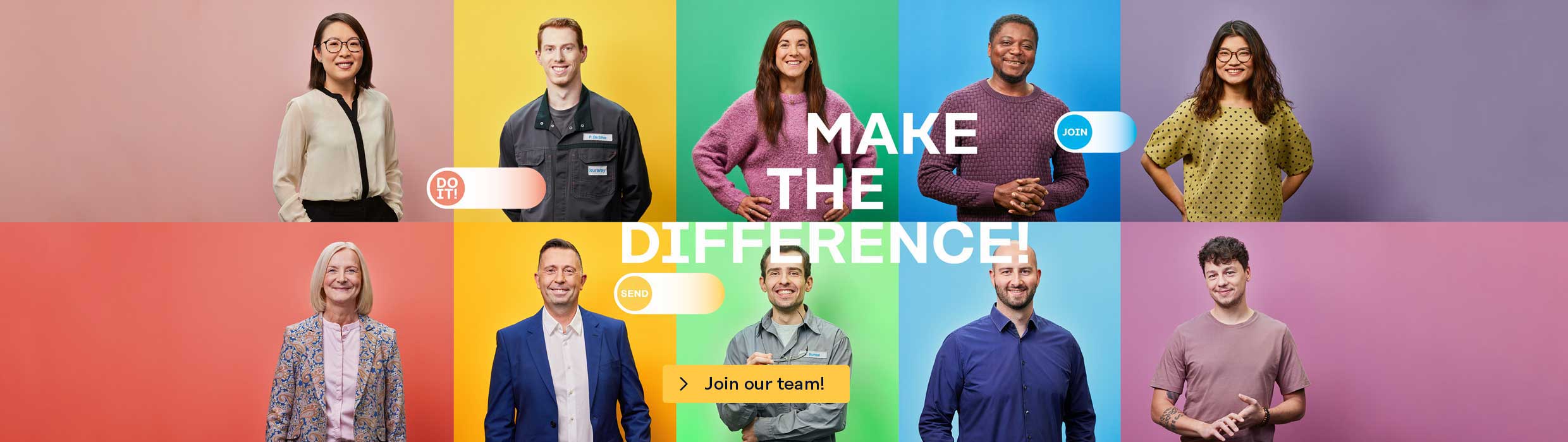 Diverse team of Kuraray employees from different fields.
