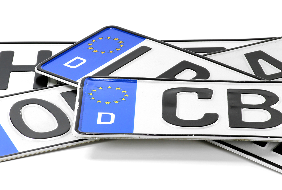A pile of European vehicle registration plates. A pile of European vehicle registration plates.