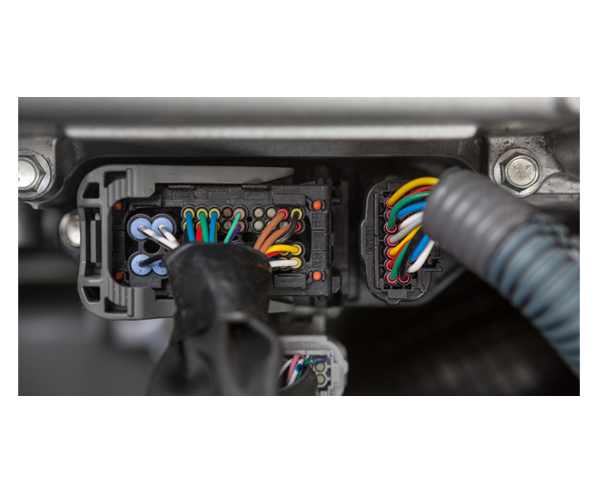 A view of cabling in a car.