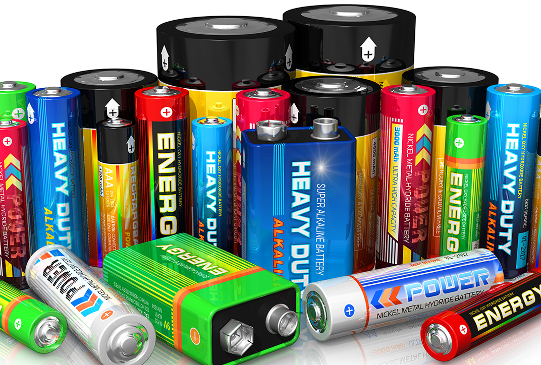 Batteries of various sizes.